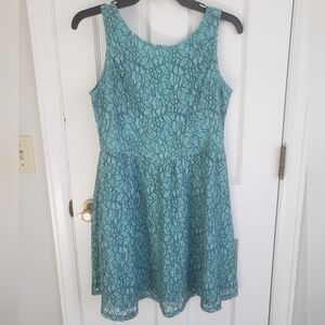Blue Lace Sleeveless Dress